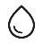Minimal black water droplet icon on a transparent background